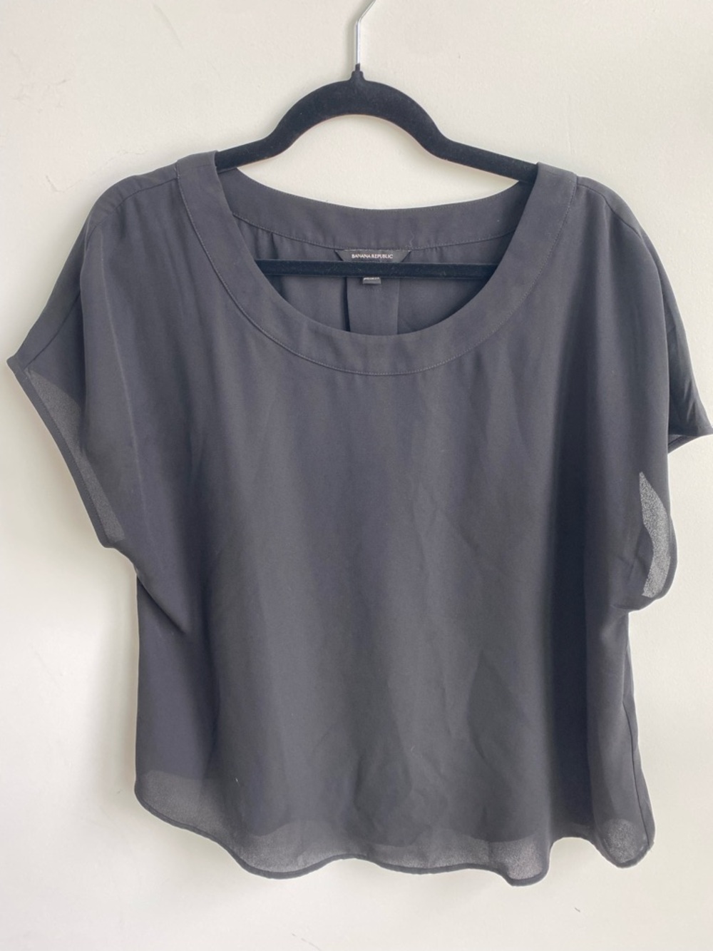 Banana Republic Black Short Sleeve Sheer Blouse